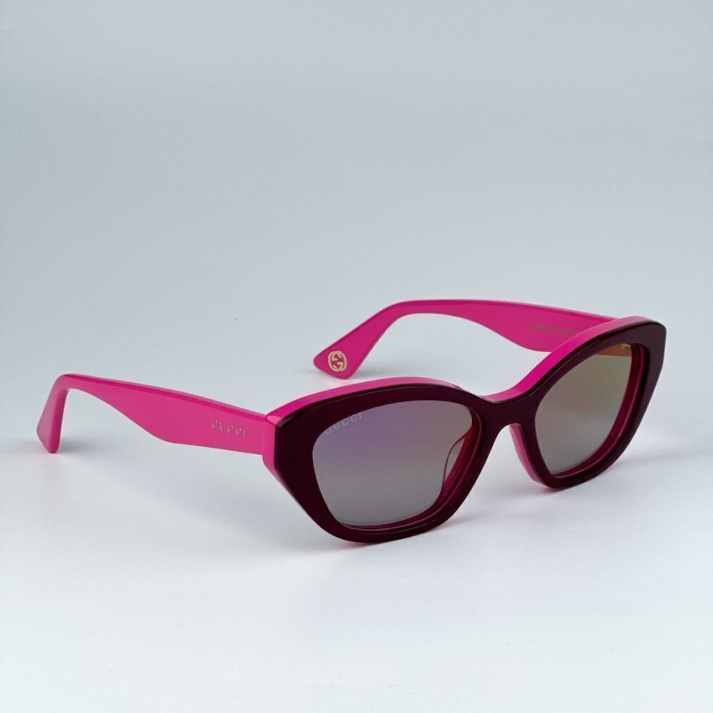 SALE! NEW Gucci GG1638S 003 Burgundy Fuchsia Mirrored Women Cat Eye Sunglasses - Picture 4 of 9